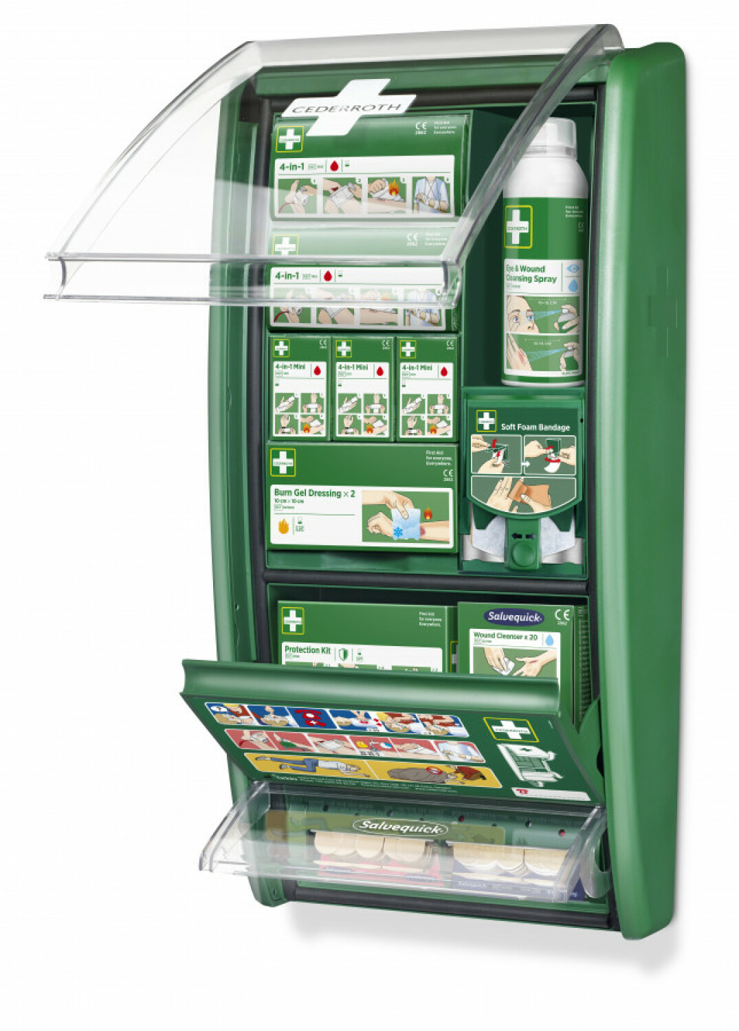 Cederroth Стенд для первой помощи 51011026, 29x56x12 см, 1 кг, в комплекте 2 кровоостанавливающих, 3 мини, гелевые повязки (51011026)