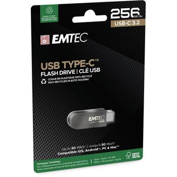Emtec USB флешка ECMMD256GC28, 256GB, USB 3.2, 80Mbps, 20Mbps, черный, пластик (ECMMD256GC28)