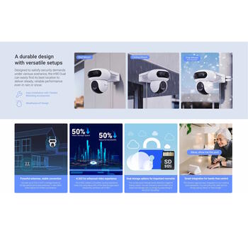 Ezviz H90 CS-H90-4MP-4MP уличная Wi-Fi камера, 2x4MP, 2.8mm/6mm, 110°/52°, Pan&Tilt, 40m, IP65, MicroSD 512GB (CS-H90-4MP-4MP)