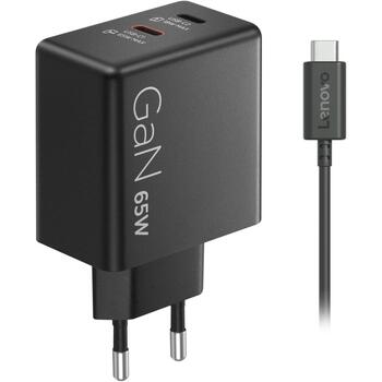 Lenovo strāvas adapteris Dual USB-C 65W GaN G0A6065BEU, 65 W, USB-C, GaN tehnoloģija, 2 USB porti (G0A6065BEU)