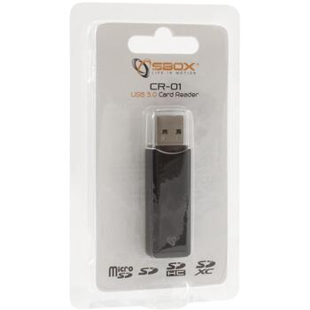 Sbox кардридер CR-01, USB 3.0, 5Gbps, 1xmicro SD, 1xSD/SDHC/SDXC (CR-01)