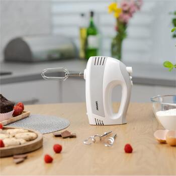 Zelmer ZHM2450 70305560P, ручной миксер, 700 Вт, 5 скоростей, турбо, венчик, крюки для теста, мягкое касание (70305560P)