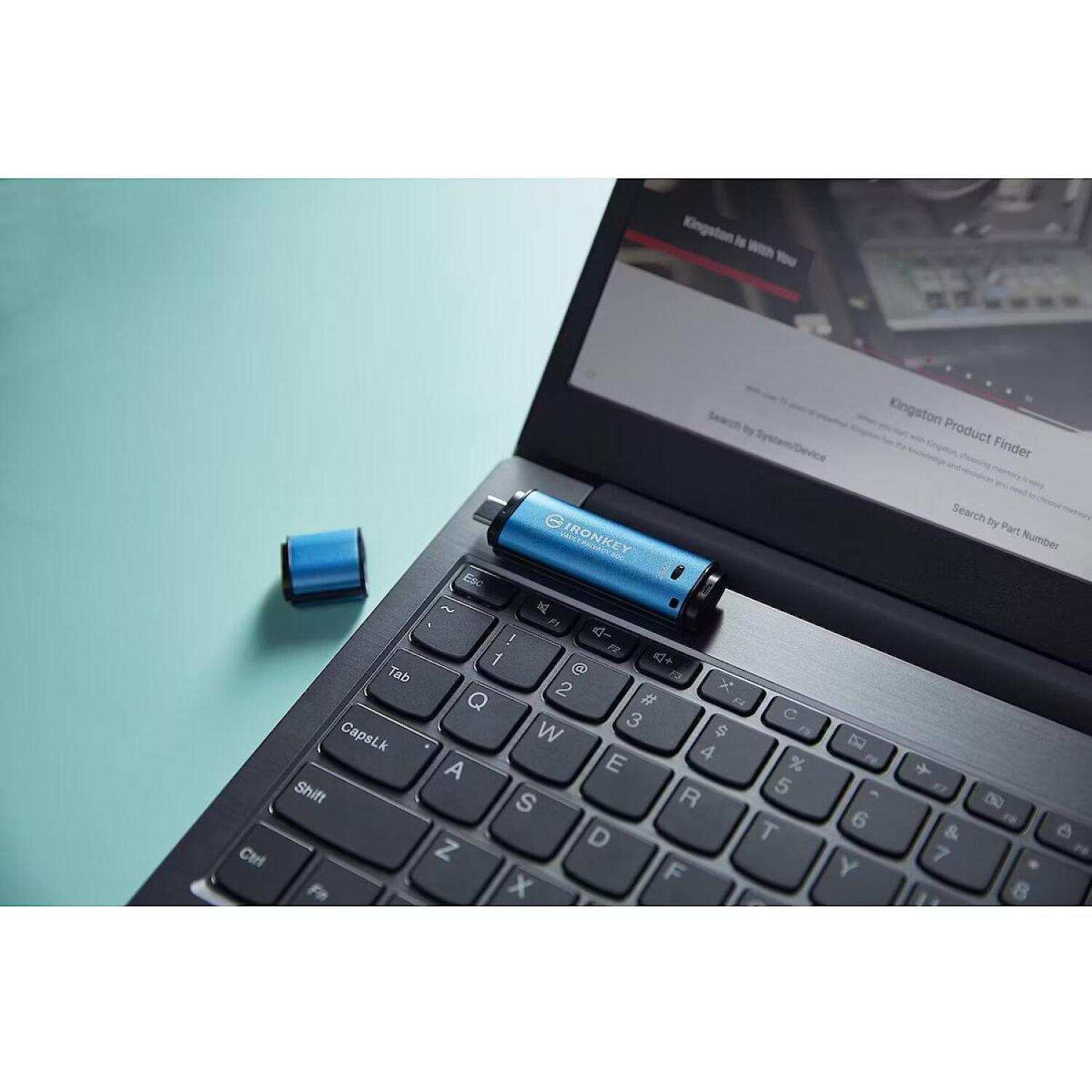 Kingston USB флеш-накопитель IKVP50C/64GB, 64GB, USB Type-C, 3.2 Gen 1, 250MB/s, 180MB/s, AES-256-XTS, FIPS 197, IPX8 (IKVP50C/64GB)
