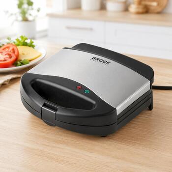 Brock SPM 3006 S тостер для сэндвичей, 750 Вт, 2 сэндвича, антипригарное покрытие, сталь (SPM 3006 S)