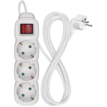 Emos Удлинитель P1321R, 1,5м, 3×2P+PE, 3680W, PVC, выключатель, защита от детей (P1321R)
