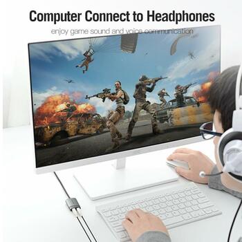 Vention USB внешняя звуковая карта CDKHB 16 бит, 44100-48000 Гц, USB, кабель 0.15 м, серый (CDKHB)
