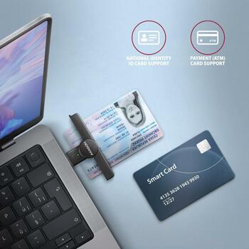 Axagon считыватель смарт-карт CRE-SMPA, USB 2.0, 1 слот, 5V, CE, RoHS, черный, Plug and Play, светодиодные индикаторы (CRE-SMPA)