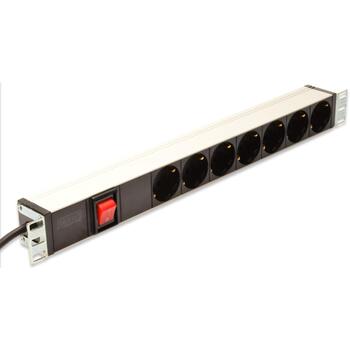Digitus Pagarinātājs DN-95402, 2 m, 7 kontaktligzdas, 250 V, 16 A, 4000 W, alumīnija, slēdzis, 19 collas, 1U (DN-95402)