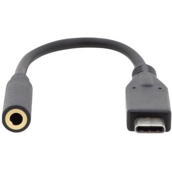Digitus USB Type-C audio adapteris kabelis, AK-300321-002-S, 0.2m, 24bit/48KHz, USB 3.1, melns (AK-300321-002-S)