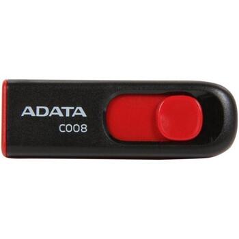 Adata USB флешка C008 AC008-64G-RKD, 64 GB, USB Type-A, черный/красный, пластик, Plug and Play (AC008-64G-RKD)