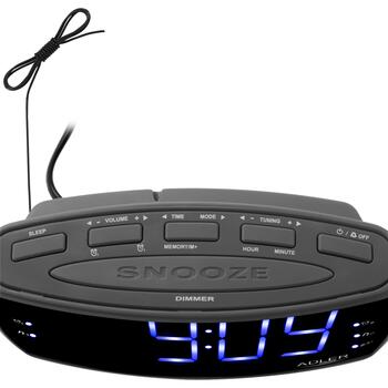 Adler будильник-радио AD 1121 S, 230V, 2 будильника, AM/FM, 1,8