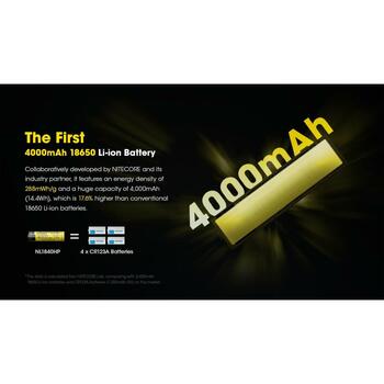 Nitecore Перезаряжаемые батареи NC-NL1840HP, 4000 мАч, 3.6 В, Li-Ion (18650), 10 А, IPX6, 24 месяца гарантии (NC-NL1840HP)