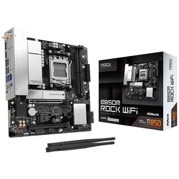 Mainboard|ASROCK|AMD B850|Socket AM5|micro ATX|RAM DDR5-SDRAM|2xSlots|Wi-Fi Yes|Bluetooth Yes|1xNumber of M.2 (M) slots|B850MROCKWIFI (B850M ROCK WIFI)
