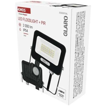 Emos LED прожектор GLARO ZS2324B, 20 W, 2000 lm, IP54, нейтральный белый, PIR датчик, алюминий (ZS2324B)