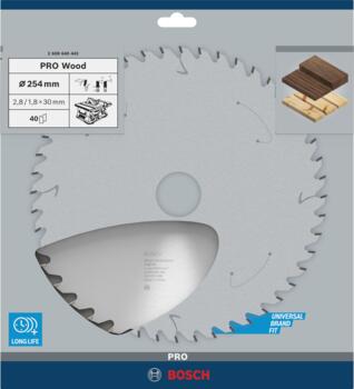 Stacionārā ripzāģa disks 254x30x40, kokam, Galda zāģiem PRO WOOD RIPZĀĢA ASMENS, 2608640443, BOSCH (2608640443)
