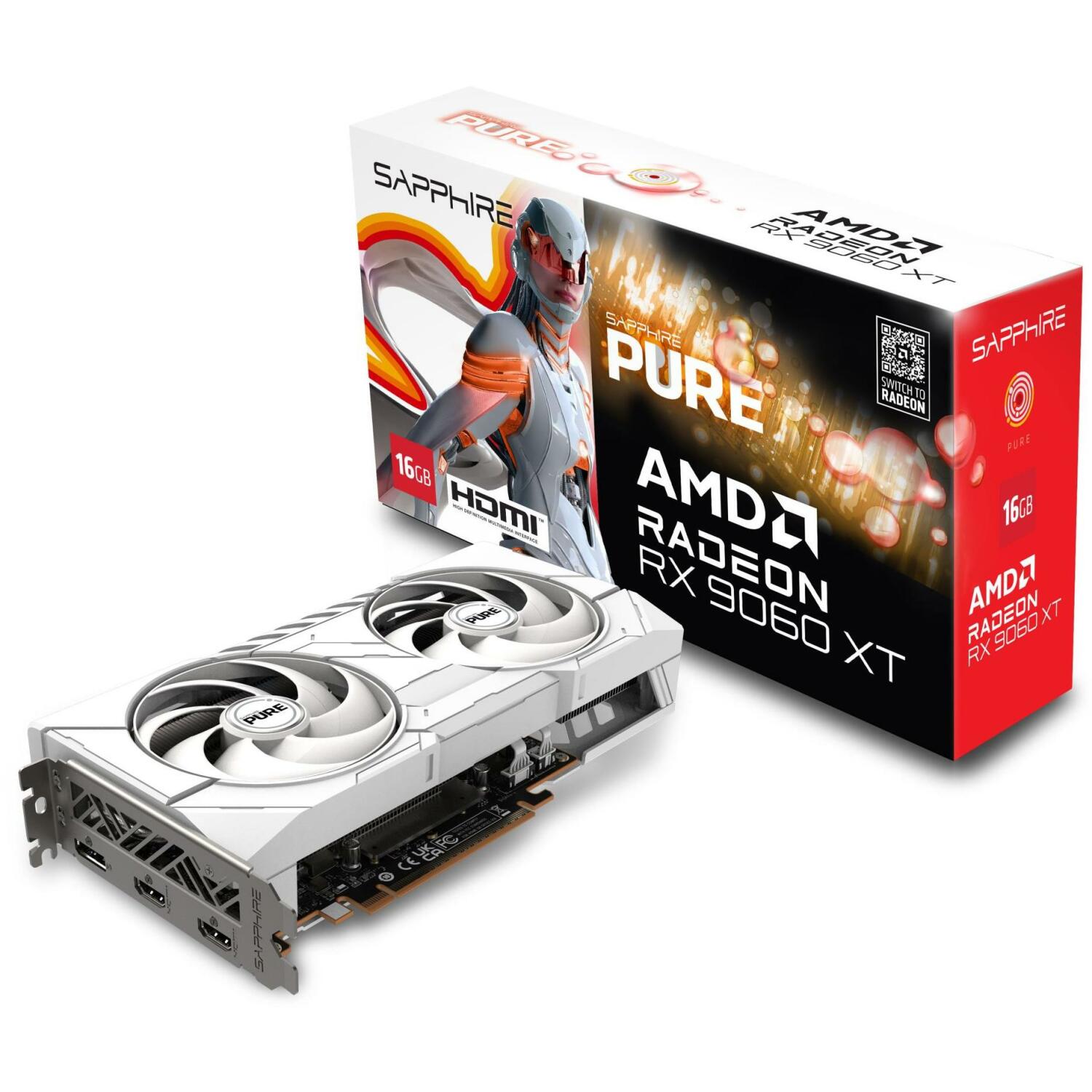 Sapphire Видеокарта 11350-02-20G 16GB GDDR6, PCIe x16 5.0, 7680x4320, 2 вентилятора, Многоцветная подсветка (11350-02-20G)