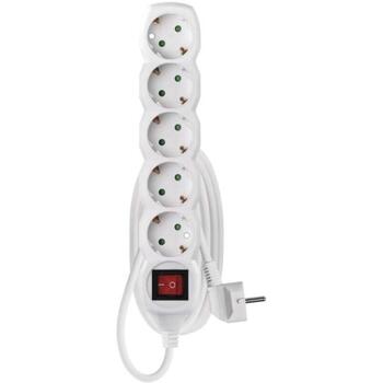 Emos Удлинитель P1521, 1,4 м, белый, 5× 2P + PE GERMAN, 3680 Вт, ПВХ, H05VV-F3G 1,0 мм2, выключатель, защита от детей (P1521)