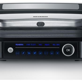 Severin KG 2395 электрический настольный гриль, 1800 Вт, 230°C, 31.3x24.5 см, керамическое покрытие, 7 программ, таймер (2395)