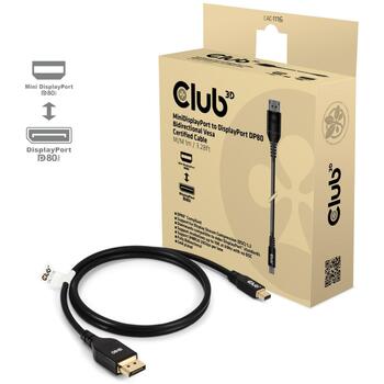 Club3D Mini DisplayPort на DisplayPort кабель CAC-1116 1м, 4K240Hz, 8K60Hz, 10K60Hz, 80 Гбит/с, 10240 x 4320 (CAC-1116)