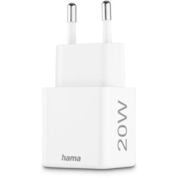 Hama Зарядное устройство 00201991, 100–240V AC, 20W USB-C, 18W USB-A, 2 порта, Power Delivery, белый (00201991)