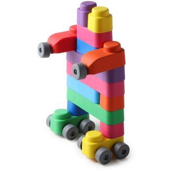 Gerardo's Toys mīksto klucīšu komplekts ar riepām, 33 gab. (25 gab.+ 8 riepu detaļas) (GT3103)