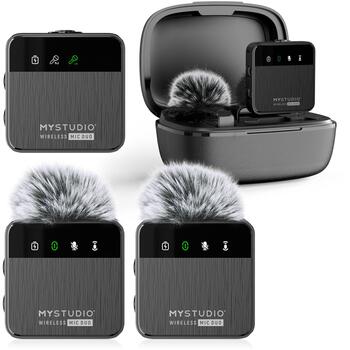 Easypix MyStudio Беспроводной Микрофон Дуо 62022, 2 канала, 2,4 ГГц, 150 м, 100 дБ SPL, 48KHz/16bit, USB-C (62022)