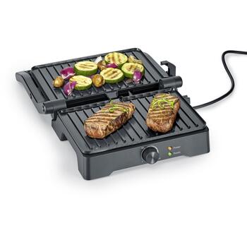 Severin Контактный гриль KG 2391, 1800W, 230°C, 2 позиции, 280x170mm, антипригарное покрытие, регулируемый термостат (KG 2391)