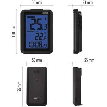 Emos Цифровой термометр E8636, от 0°C до +50°C, от -30°C до +50°C, 50m, 2x1,5V AAA, будильник, беспроводной (E8636)