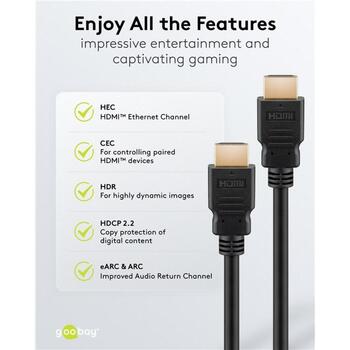 Goobay HDMI кабель 80105, 5 м, Ethernet, 4K60Hz, 19 pin HDMI Type A, экранированный, черный (80105)