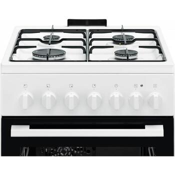 Electrolux газовая плита с электрической духовкой LKK520032W, 57л, 50°C-250°C, 4 конфорки, черная эмаль, отдельностоящая (LKK520032W)