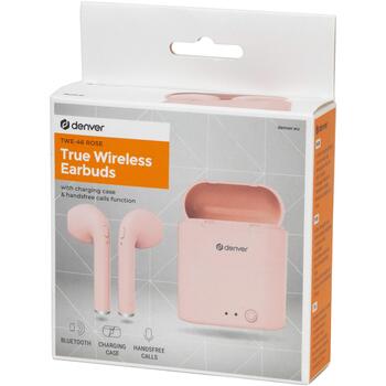 Denver Беспроводные наушники TWE-46 Rose 111191120290, Bluetooth V5.0, 10м, 40mAh x2, 400mAh, 30ч в режиме ожидания (111191120290)