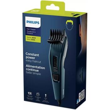 Philips Matu griešanas mašīna HC3505/15, 13 garuma iestatījumi, 2 mm solis, melna/zila (HC3505/15)