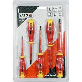 Yato Набор отверток YT-2827, 5 шт, 1000 В, плоская, PH, S2, 56-60 HRC, VDE, электромонтажные работы (YT-2827)