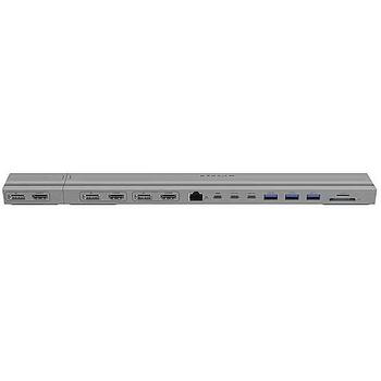 Hyper док-станция HD156-GL, 3x HDMI 4K 60Hz, 3x DP 4K 60Hz, 2x USB-C 10Gbps, USB-C PD 100W, USB-A 10Gbps, 2x USB-A 5Gbps (HD156-GL)