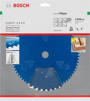 Koka zāģa asmens ar ilgu kalpošanas laiku, 216 mm, 40 zobi, 2608644079 BOSCH (2608644079)
