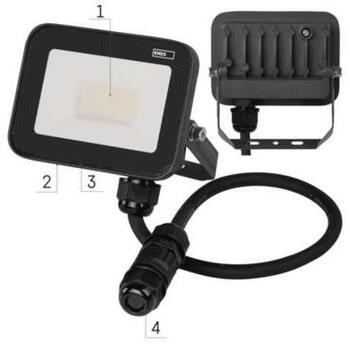 Emos LED-прожектор INOVO ZS2632, 30 W, 3300 lm, 220-240 V, 140 mA, IP65, алюминий, стекло, 4000 K, 120°, 50 000 ч (ZS2632)