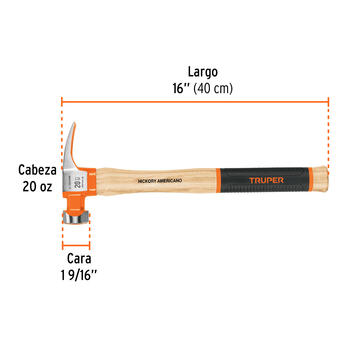 Kalifornijas Tipa āmurs ar koka rokturi 560g. MORCA-20 TRUPER (MORCA-20)