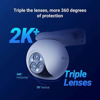 Ezviz CS-H80f Āra viedā kamera, 3x4MP, 360°, 12x tālummaiņa, IR 30m, IP67, MicroSD līdz 512GB, divvirzienu audio (CS-H80f)