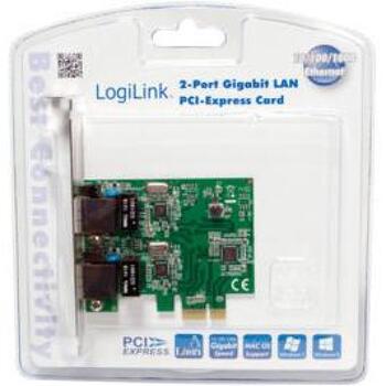 LogiLink сетевая карта PC0075, 2x Gigabit Ethernet, PCIe 2.0, 1000 Mbit/s, Realtek 8111F, Asmedia 1182E, IEEE 802.3, Wake-on-LAN (PC0075)