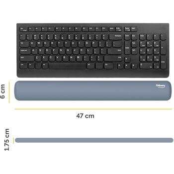 Fellowes Klaviatūras plaukstas balsts Breyta 100142577, 60 mm, 470 mm, 17.5 mm, Silikons, Antibakteriāls, Jūras (100142577)