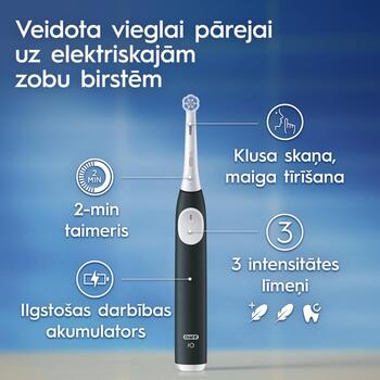 Oral-B elektriskā zobu birste iO2 Duo, 2 galviņas, 3 režīmi, uzlādējama, pieaugušajiem, melna/zaļa (iO2 Duo)