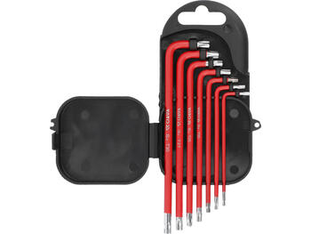 Yato Torx uzgriežņu atslēgu komplekts YT-0562, 7 gab, T9-T30, S2 tērauds, hromēts, Torx TR uzgalis, neslīdošs satvēriens (YT-0562)
