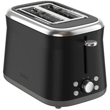 Tefal Tosteris TT7208E0, 850W, 2 šķēles, 8 apbrūnināšanas līmeņi, nerūsējošā tērauda korpuss, melns, augsta pacēlāja funkcija (TT7208E0)
