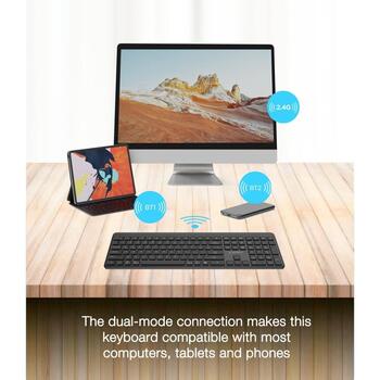 Gembird KB-WPS-03-CYRL bezvadu klaviatūra, 2.4G+BT, RU izkārtojums, 110 taustiņi, USB-C, melna (KB-WPS-03-CYRL)