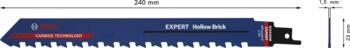 1 Zobenzāģa asmens S1543HM Hollow Brick, Zobenzāģiem EXPERT HOLLOW BRICK S1543HM ASMENS, 2608900414, BOSCH (2608900414)