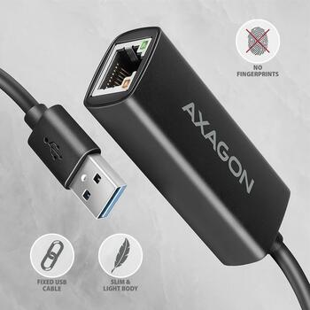 Axagon Сетевой адаптер ADE-AR 1000 Mbit/s, USB 3.2 Gen 1, Realtek RTL8153, RJ-45, Plug and Play, черный (ADE-AR)