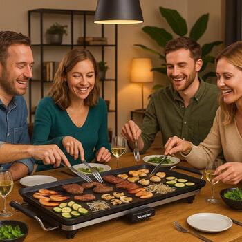 Beper Гриль P101BBQ070, 2000W, 70x23mm, антипригарное покрытие, регулируемый термостат, съемный поддон для жира (P101BBQ070)