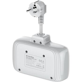 Colorway силовая розетка CW-CHE24PDW, 1 USB Type-C (PD), 1 USB-A (QC3.0), 2 USB-A (AUTO-ID), 2500W, 100-240V (CW-CHE24PDW)