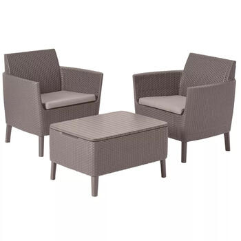Keter Salemo balkona komplekts 29205935587, 2 krēsli 74x67x76cm, galds 76x56x42cm, rotangpalmas imitācija, saliekams (29205935587)