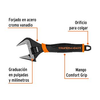 Regulējama uzgriežņu atslēga ar īpaši platu žokli, 200 mm Expert® PET-8XA TRUPER (PET-8XA)